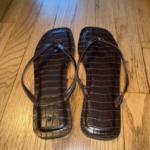 H&M Dark Brown Croc-Embossed Sandals